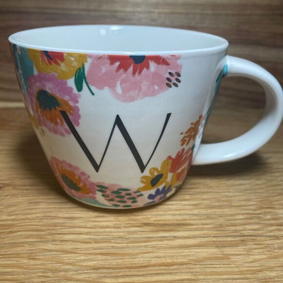 Opalhouse Floral Initial Letter W Monogram Coffee Mug Summer Mother Bride - Picture 1 of 3